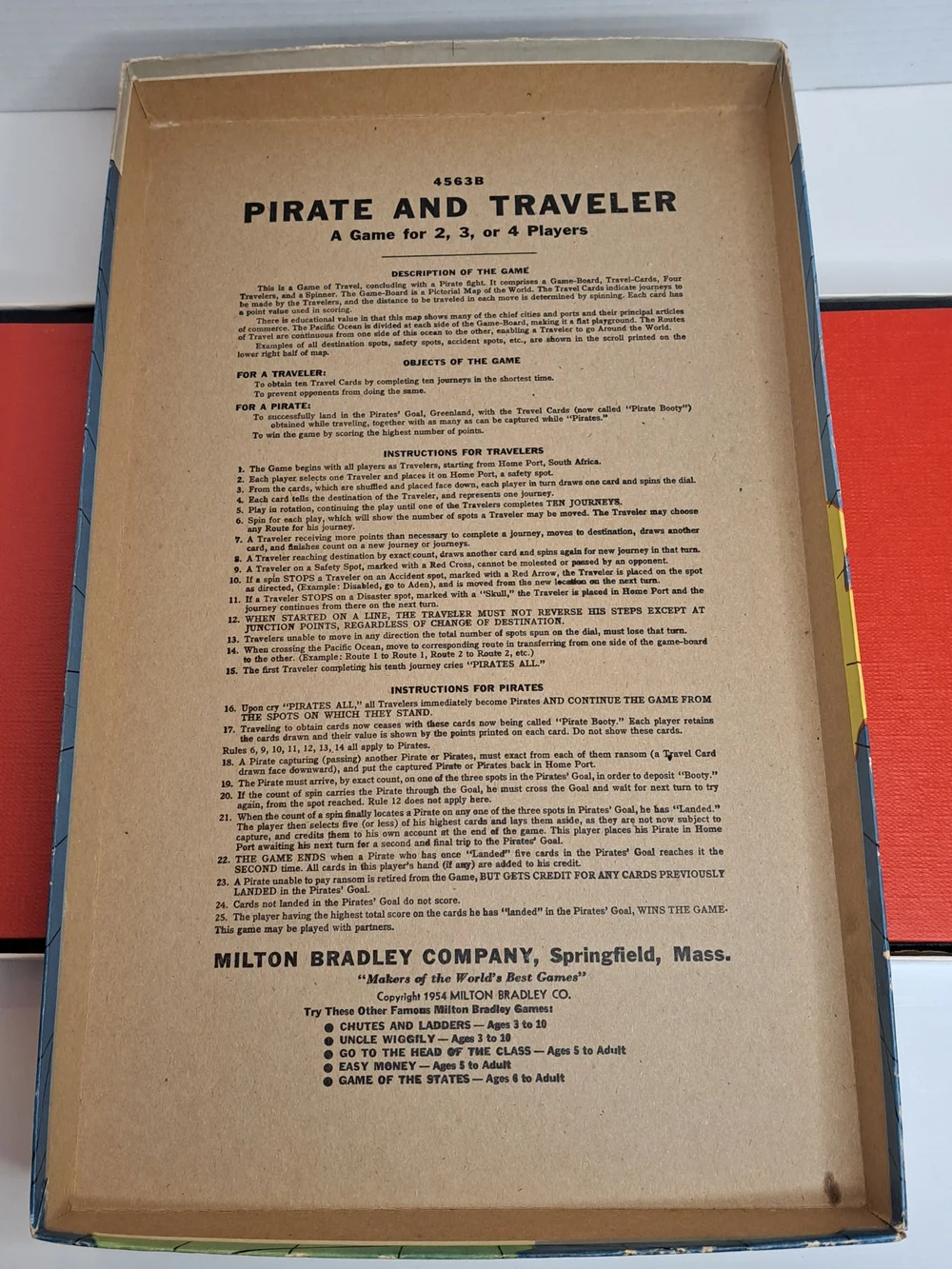 Vintage 1953 Milton Bradley Pirate & Traveler Board Game Complete Good Condition